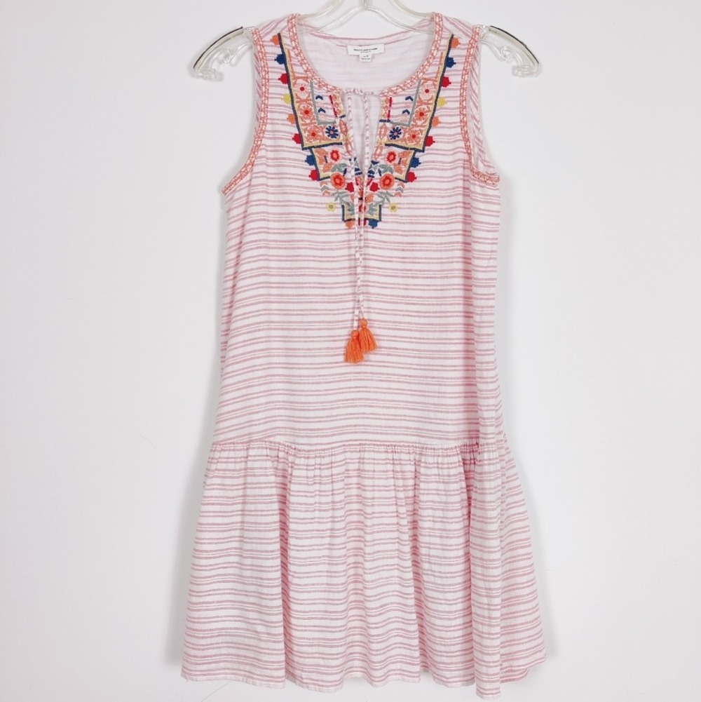Beachlunchlounge Striped Cotton Shift Size Small Pink White Orange Beach Boho